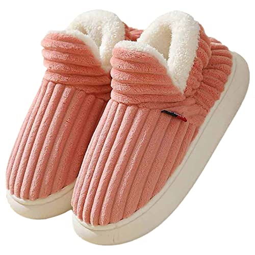 House Slippers for Woman Comfortable Fuzzy Warm Shoes Non Slip Memory Foam Platform Solid Color Bedroom Slippers3