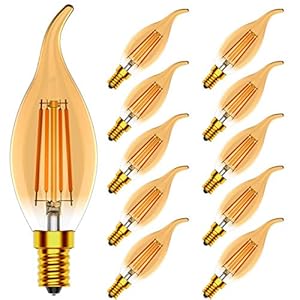 Tuoplyh Vintage dimbaar E14 LED filament windstoot kaarslamp, 4W vervangt 40 Watt gloeilamp, warm wit 2700K, CRI >80…