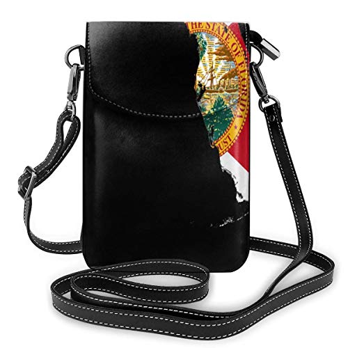 Cell Phone Purse Flag Map Of Florida Crossbody Bag Women's Lightweight Portable Small Wallet Waterproof PU Leather Mini Shoulder Bag Easy Care Phone Wallet For Shopping Date Hiking