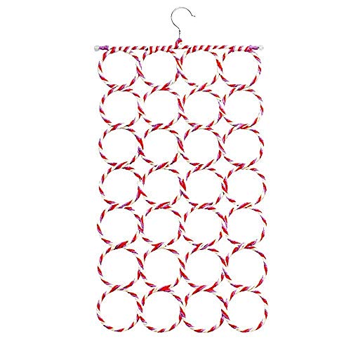 Image of Kuber Industries Single Piece 28 Rings Folding Rope Hanger for Scarf, Belts, Shawls, Ties and More (Random Color) - KI19590