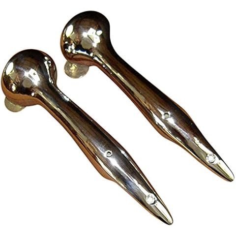 JWL HAWNKOA PRODUCTS (2) Hames Solid Brass Walking Stick Cane Handle Traditional 8" Long 3 Hole Model … (Chrome) Cover