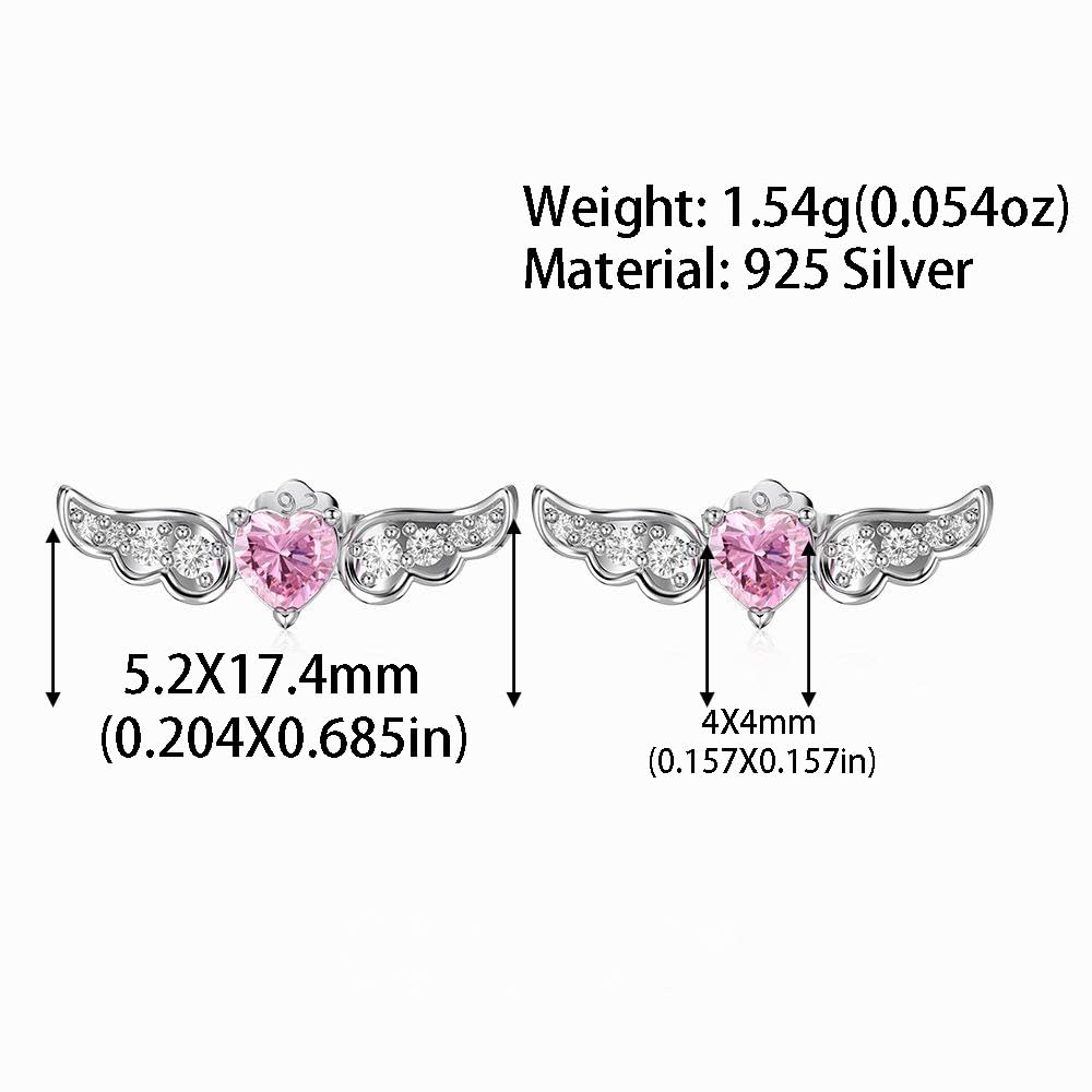 Orecchini Ali Cuore Diamante Rosa 925 Orecchini Da Donna Angelo Custode Ispirato Gioielli Da Indossare Tutti I Giorni Un regalo per lei