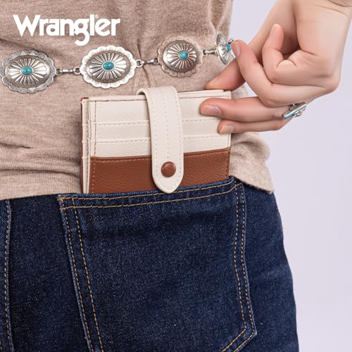 Image of Montana West X Wrangler Brown Wallet for Women Ladies Girls Minimalist Small Cash Wallet With Rfid Lining and Zipper Coin Purse