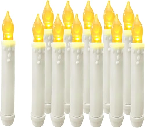 Velas colgantes flotantes LED que funcionan con pilas con temporizador sin llama, velas cónicas de ventana sin llama, luces de llama parpadeantes