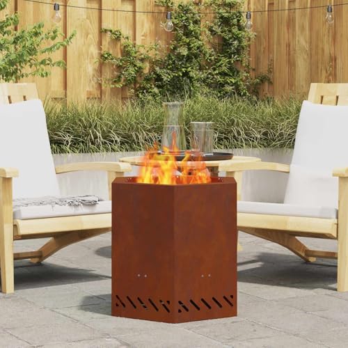 sephironlbb Brasero de acero resistente a la intemperie de color marrón, 48 x 48 x 51 cm, para jardín, patio, exterior, calor eficiente y llama elegante