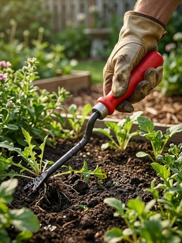 Image of Ocean Mart Hand Weeder - 1 Pc (Orange Handle, Black Blade) | Weed Remover Agriculture Tool for Gardens |Weeding Tool for Terrace Garden |Durable Hand Weeder|Plants Weeder for Lawn