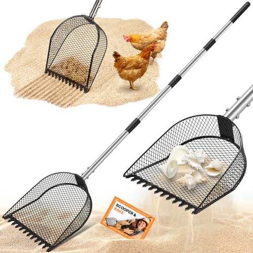 Metal Chicken Poop Scooper and Rake 2-in-1, Chicken Coop Scoop