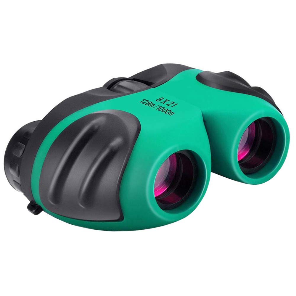 Binoculars for Kids, 8x21 Shockproof Compact Binocular Toy for Bird Watching, Travel, Safari, Outdoor Fun, Best Gifts for 6-11 Year Old Boys and Girls - Green