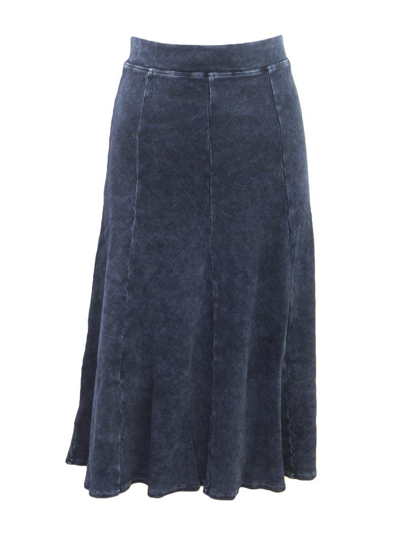 Hard TailWomens Ribbed Panel Below Knee Length Skirt, Style CS-126