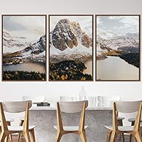 3 Piece Framed Canvas Wall Art Winter Lake Canvas Prints Home Artwork Decoration for Living Room,Bedroom - 16