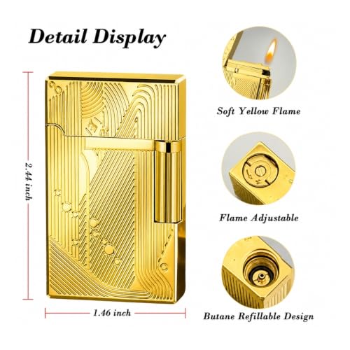 Image of Smoke King Sanji Inspired Gold Gas Lighter, Soft Flame Refillable Lighter, Collection & Gifting (Gold)
