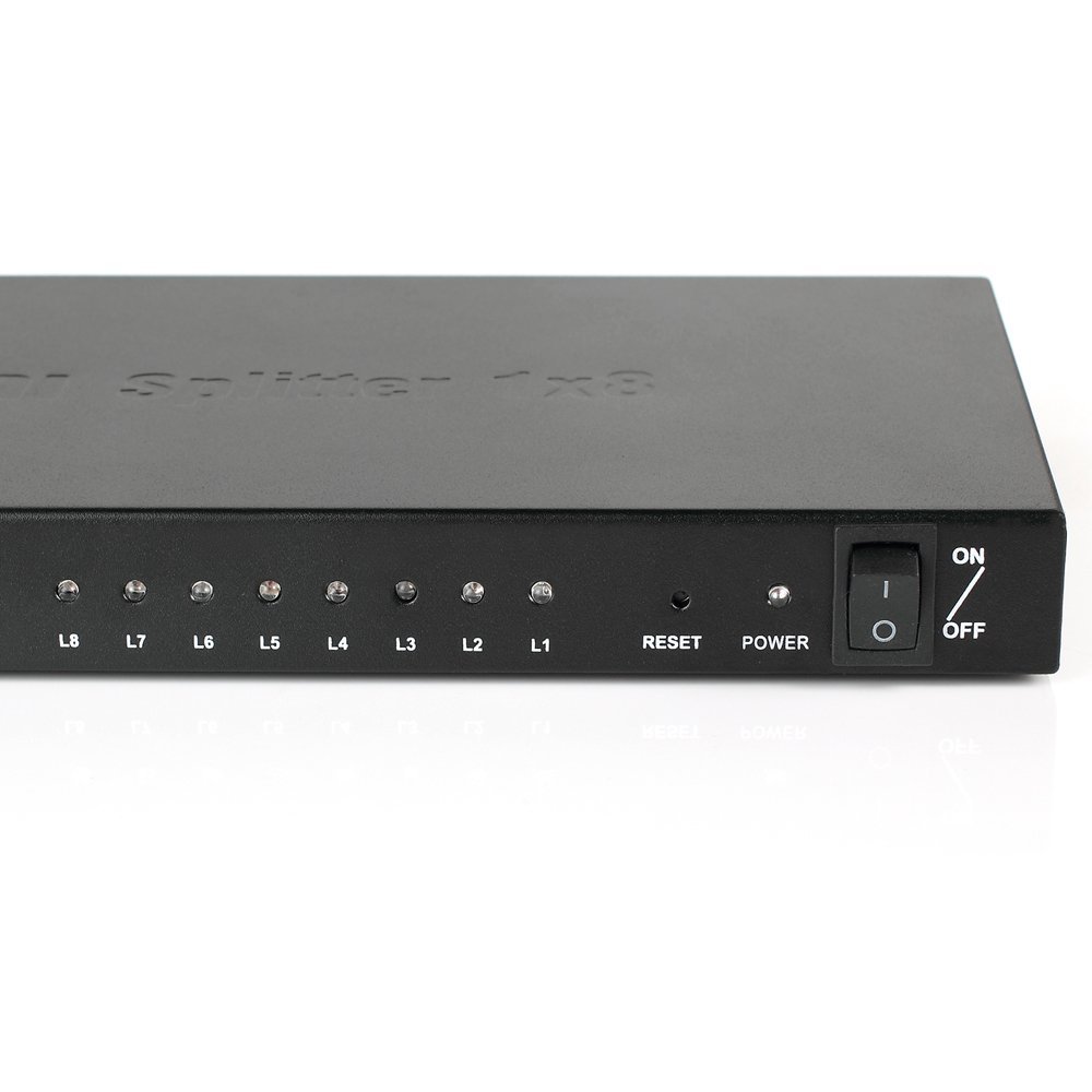 ESYNIC Rozdzielacz HDMI z wtyczką brytyjską, 8-kierunkowy, wysoka prędkość, 1 wejście, 8 wzmacniaczy, obsługa rozdzielczości 3D i HDMI do 4Kx2K/30 Hz, idealny do 3D HDTV SKY HD, PS4, Xbox 360, Elite
