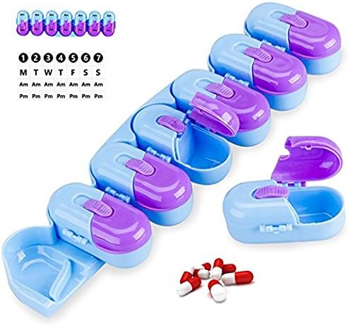 Pill Organizer,Sleek AM/PM Twice a Day Large Case with 7 Day Travel Containers