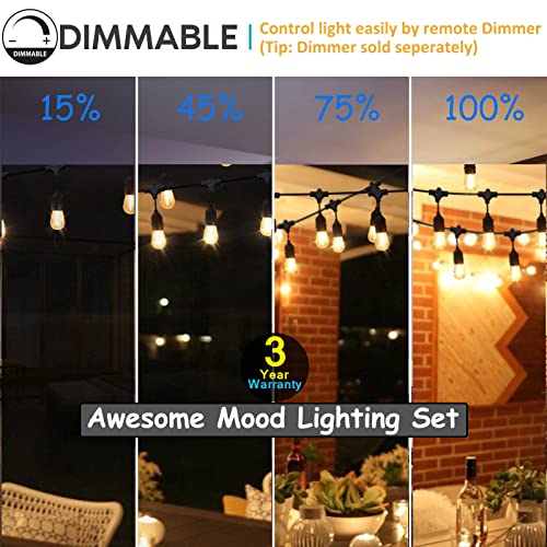 Meidaoduo Outdoor String Lights Led 100Ft Heavy-Duty Patio Lights String With 32 Dimmable Shatterproof Plastic Bulbs For Gazebo Pergola Bistro Lights Linkable #TOP3