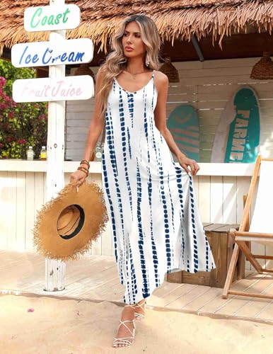 Image of Zeagoo Womens Summer Dresses Maxi Dresses for Women 2025 Printed Long Dress V Neck Sundress with Pockets, Pattern-2,S