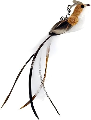 Miniatura 3 de Juguete interactivo con ventosa para gatos de interior, pájaro de plumas de cola larga, succiones de alambre de resorte al suelo, juego de varita de