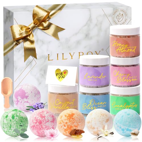 Luxury Christmas Gifts 15-Piece Floral 6 x 150g Bath Salt & 6 x 1...