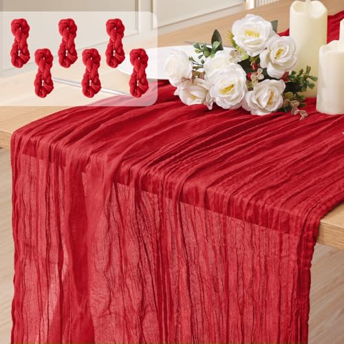 6 Pack Cheesecloth Table Runner 10Ft Christmas Gauze Boho Table