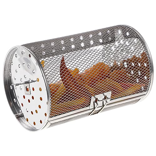 Stainless Steel Air Fryer Rotisserie Basket with Movable Door Kitchen Baking Supplies for Nuts and More Grill Roaster Accessory