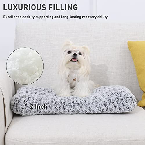 Washable Dog Bed Deluxe Plush Dog Crate Beds Fulffy Comfy Kennel Pad Anti-Slip Pet Sleeping Mat For Large, Jumbo, Medium, Small Dogs Breeds, 17" X 12", Gray #TOP2
