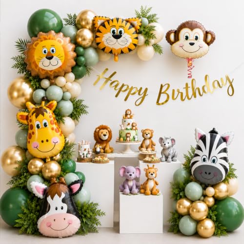 Image of Animal Safari Theme Birthday Decoration Balloons, Pack of 48 Pcs