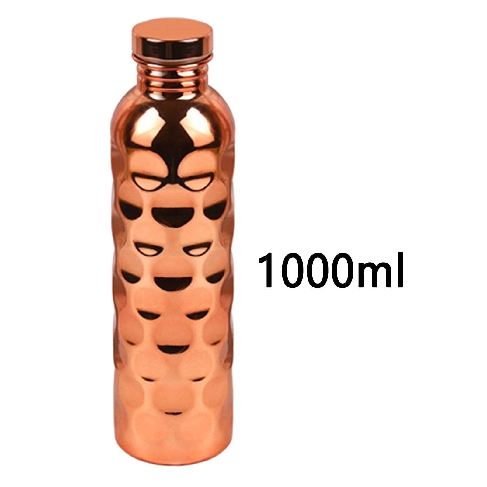 Kupfer Wasserflasche Mit Deckel Ayurvedischer Auslaufsicherer Becher | 950 ml Handgefertigter Trinkbehälter für Damen Herren Indoor Fitnessstudio Büro Reisen Camping Picknick Fitness Yoga