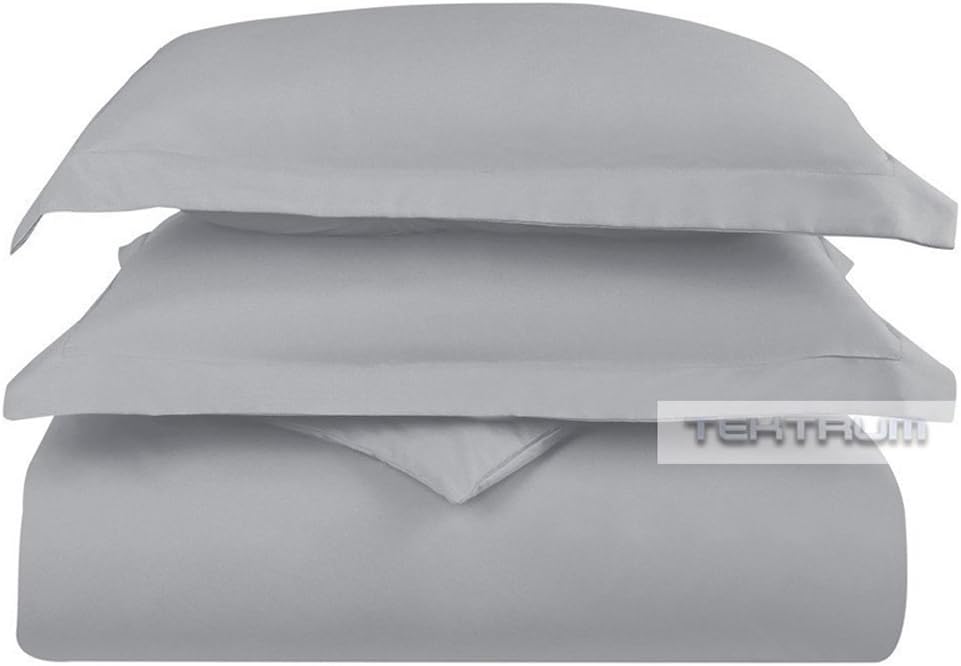 Tektrum 3 Piece 3pc Duvet Cover Set with Button Enclosure - 1800 Supreme Collection Super Soft Hotel Luxury Durable 100 GSM Brushed Microfiber, Wrinkle & Fade Resistant - Grey, King Size