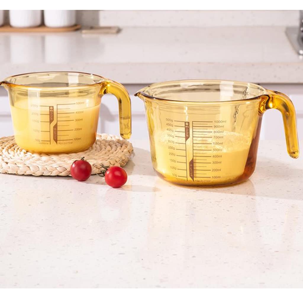 Tasses à mesurer en Verre résistant aux Hautes températures avec Tasses graduées Tasses à mesurer de qualité Alimentaire Tasses de Cuisson et de Battement d'œufs (500 ML)