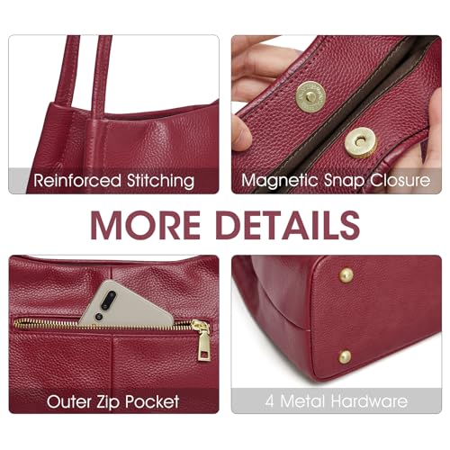 Image of Kattee Genuine Leather Purse and Handbag for Women, Soft Hobo Bag