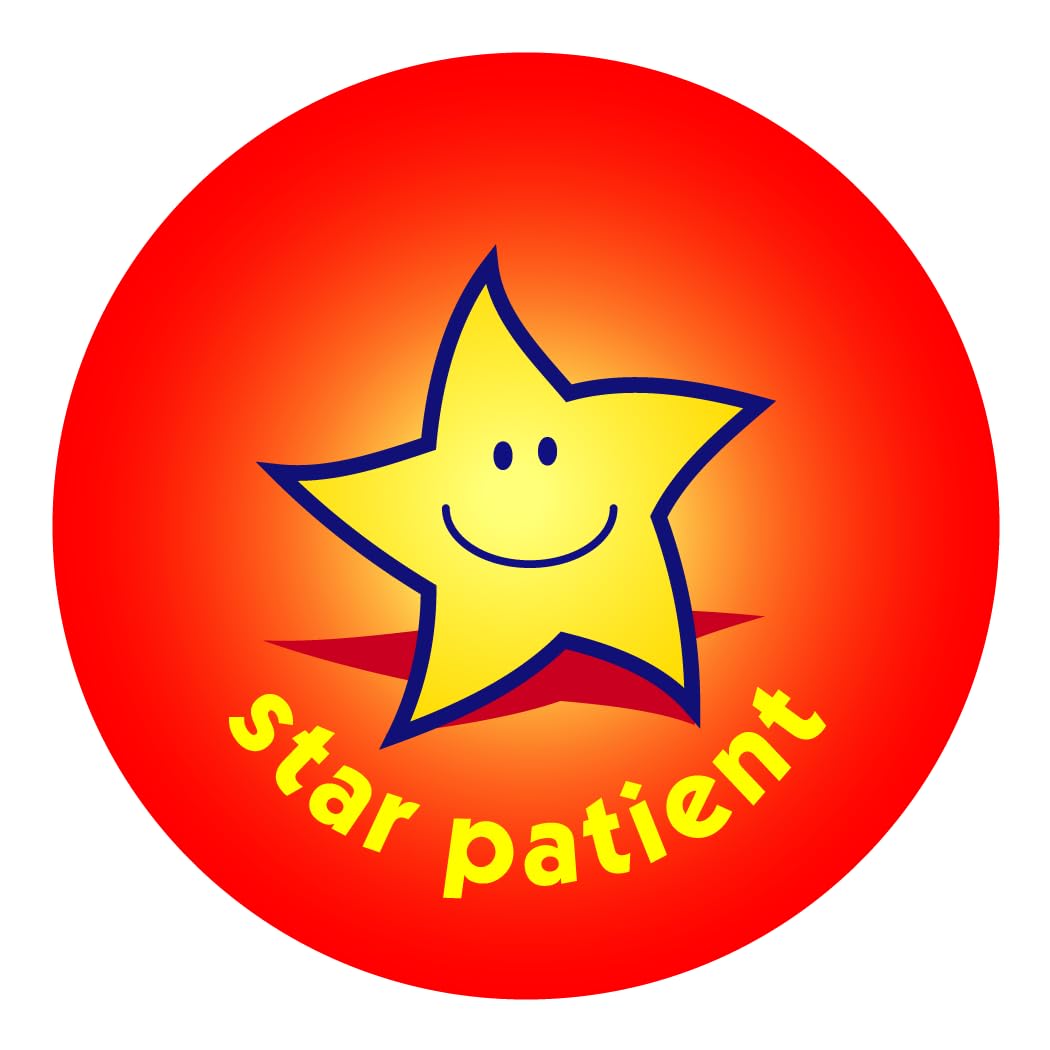 The Sticker Factory Orange 38Mm Healthcare Stickers. Star - 'Star Patient'. 5 Sheets, 75 Stickers For Doctors, Nurses, Therapists, Paramedics, Dentists In Clinic, Hospitals And Surgeries