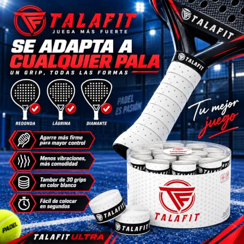 Miniatura 5 de Talafit Overgrips Padel Ultra Adherentes - Grip Padel Modelo Pro - Empuñadura Pala Padel - Overgrip Pádel Perforados - - Grip Tenis - Accesorios Padel - Máximo Agarre Tambor 30