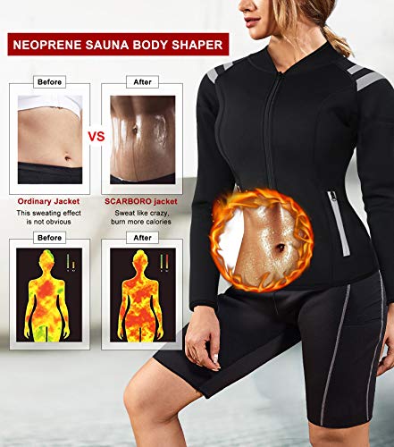 Scarboro Sauna Sweat Suit For Women Weight Loss Workout Jacket Tops Neoprene Hot Waist Trainer Shaper Slim Long Sleeve Shirt #TOP3