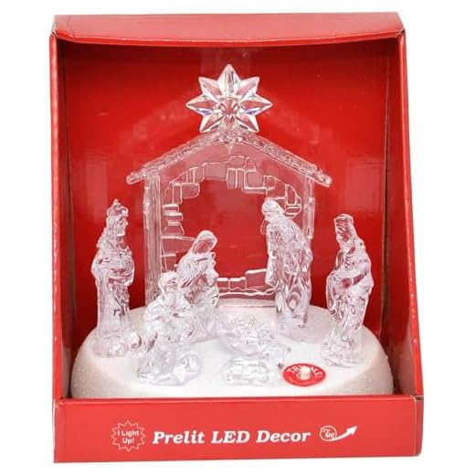 SHATCHI Sculpture de crèche de Noël en Acrylique illuminée à LED Blanc 20 cm