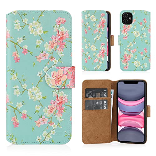 Ya en manzanajugosa.com: 32nd Floral Series 2.0 - Funda Tipo Libro de Piel Sintetica con diseño Floral para Apple iPhone 11 (6.1"), Carcasa de Cuero diseñada con Cartera y Cierre Magnetico - Primavera Azul