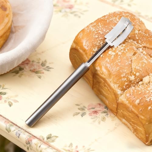 Image of Supvox Stainless Steel Bread Lame, 7.4 inch Dough Scoring Tool with 5 Replaceable Razors and PU Blade Sheath for Artisan Bread Baking