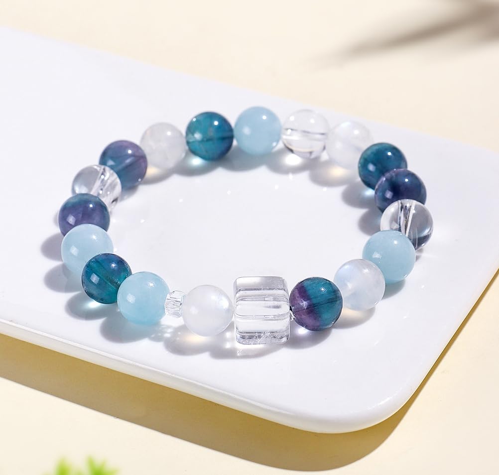 Pulsera de Cristal Natural Hecha a Mano para Mujer, joyería Espiritual de Alta Gama, Pulseras elásticas de Cuentas de Cristal para Ella, Regalo de cumpleaños para Madre e Hija