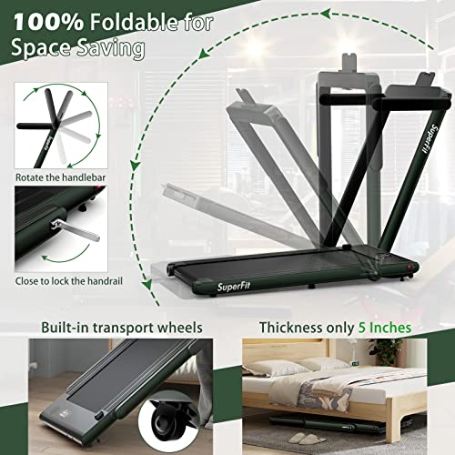 Image of Goplus 2 in 1 Folding Treadmill, 2.25HP Superfit Under Desk Electric Treadmill, Installation-Free with Remote Control, APP Control and LED Display, Walking Jogging for Home Office