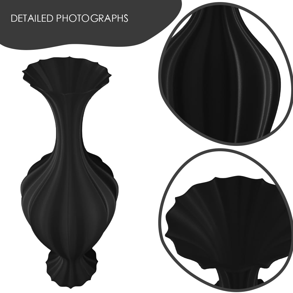 Vase Décoratif BRYN En PLA Imprimé 3D - Élégant Vase Pour Fleurs Fraîches, Séchées Ou Pampa, Décoration Salon, Chambre Et Table (Blanc)