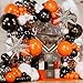 ALL-IN-1 Orange Black White Balloons Arch Kit with BONUS Starburst Balloons – Small & Large White Orange Black Balloons – Party Decorations for Graduation, Birthday Bengals, Halloween, Harley Davidson