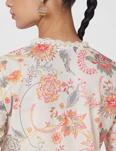 Image of BIBA Women Cotton Straight Fit Floral Kurta