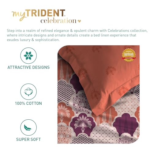 Image of MYTRIDENT Celebration Bedsheet Gifting Collection Double Size - Mehfil Rust