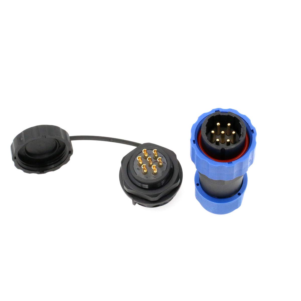 HangTon SD20 Waterproof Aviation Circular Plastic Connector for Outdoor Power System LED Lighting (7 pin, Male Plug and Female Panel Socket)