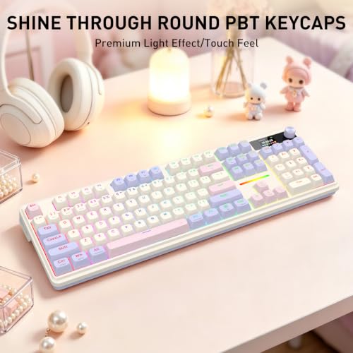 Image of Redragon K762 PRO Wireless 104-Key Gasket Gaming Keyboard, Screen & Knob