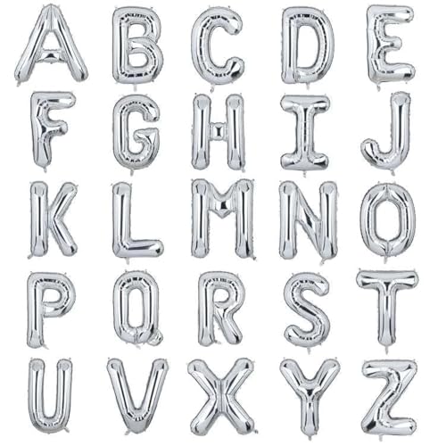 XXL Groß Buchstaben E Ballon Silber Helium Luftballons Riesen Mylar Alphabet Folienballon Jubiläum Hochzeit Geburtstag Party Dekoration 100CM(Silber E)