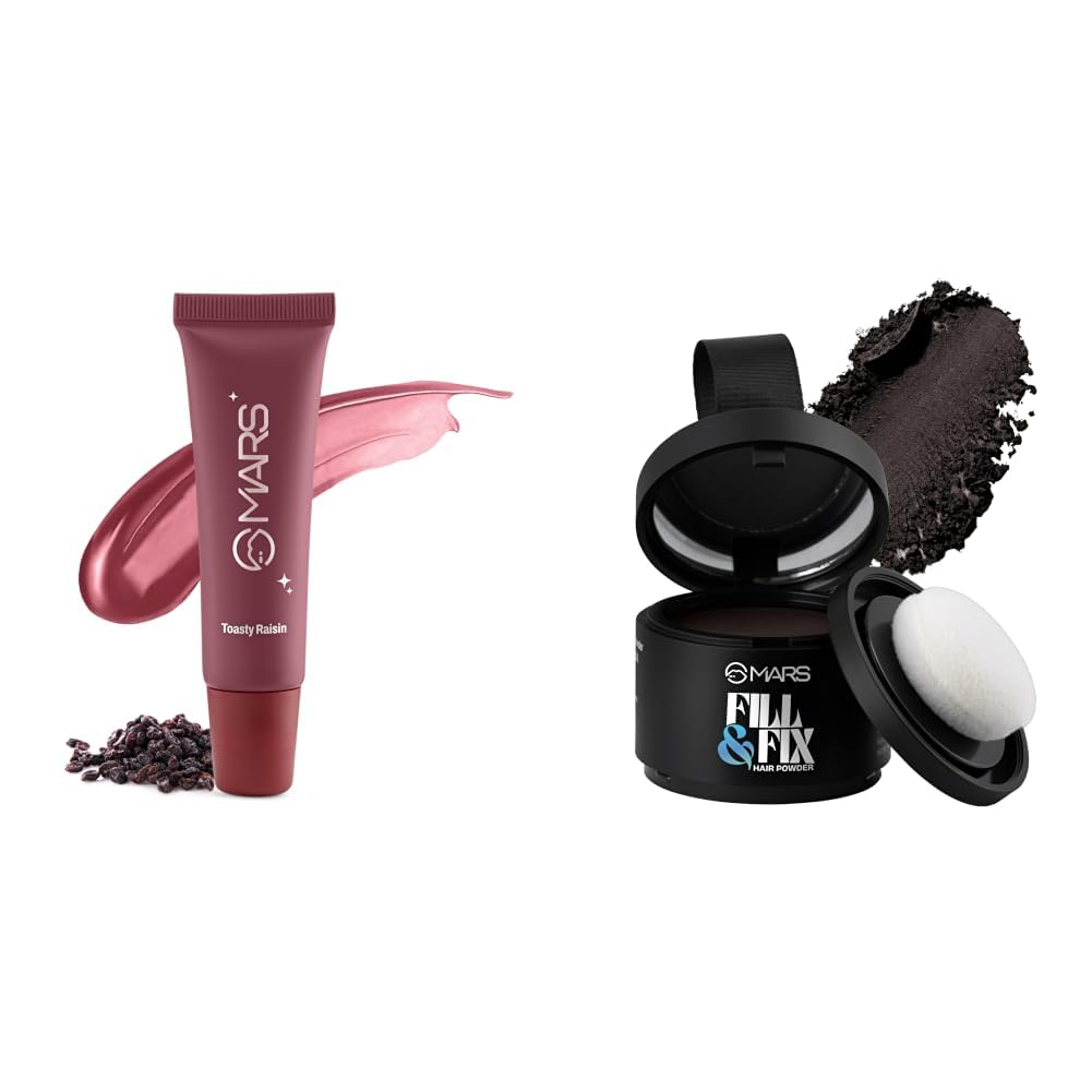 MARS Lippy Top Hydrating Lip Gel 10ml 06-TOASTY RAISIN MARS Fill Fix Hair Cover Up Powder 3.8 gm Dark Brown-picture-25