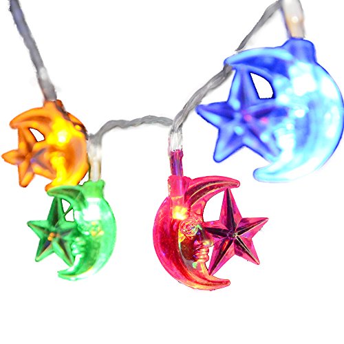 INST 20 Islamic EID Ramadan 2m/20 LED Stars and Moons Festival LED String Light Decoration, Multi Color