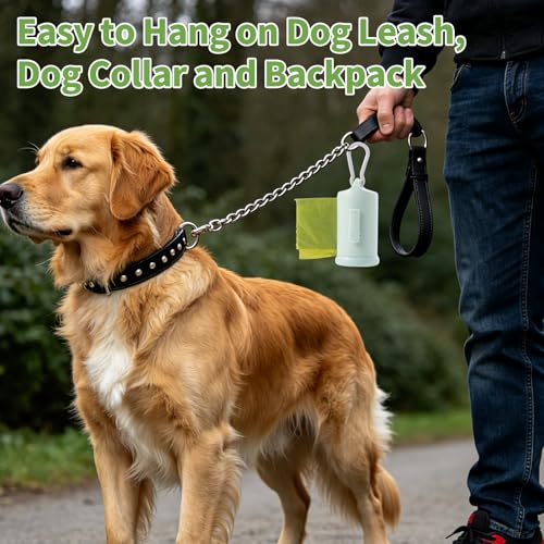 Image of 3Pack Dog Poop Bag Holder with Hook to Hold Used Bag, Build in Rotate Pole for Easy Pull Out Bags Lightweight Pet Waste Bag Dispenser with Clip for Leash Attach Doggy Walking Parking