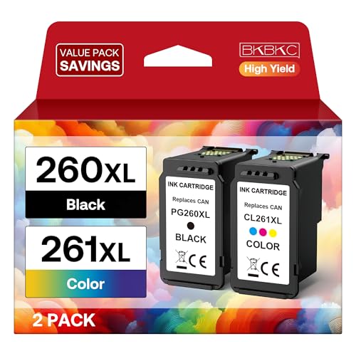 PG-260 XL CL-261 XL Ink Cartridges Replacement for Canon 260XL and 261XL Ink Cartridge Compatible with TS5320 TR7020 TS6420 TS5300 TS6400 TS6420a TR7022 TR7020a (Black and Tricolor,2-Pack)