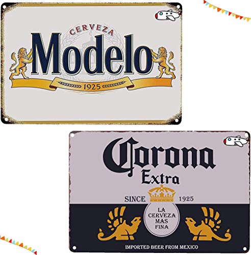 Bundle: Beer Signs - Beer Signs for Man Cave and Bar Rules 2 Pieces Antique Gas Signs Man Cave Shed Office Craft Room Living Room Backyard Signs