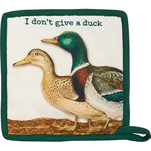 Primitives by Kathy I Don't Give A Duck; Don't Duck with The Chef Decorative Oven Mitt Potholder Set 7" x 13" Primitives by Kathy I Dont Give A Duck Dont Duck with The Chef Decorative Oven Mitt Potholder Set 7 x 13